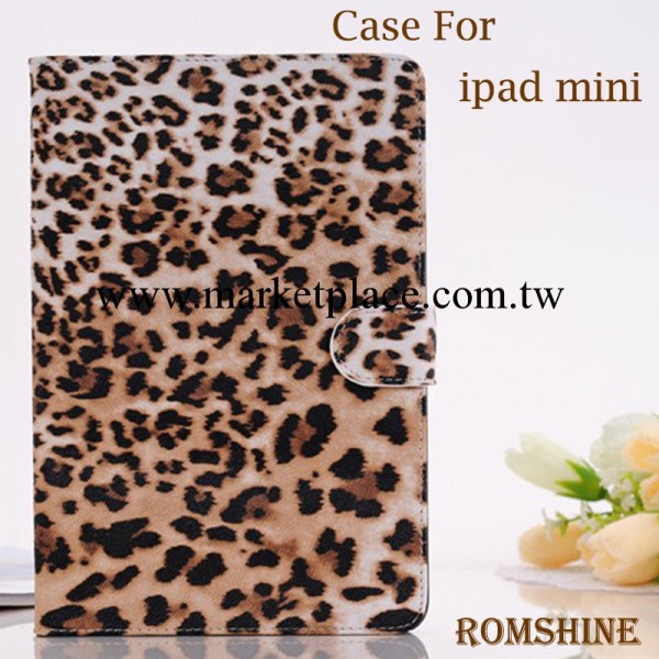 新款蘋果豹紋ipad mini2休眠保護皮套 雙折疊休眠帶支架ipad皮套工廠,批發,進口,代購