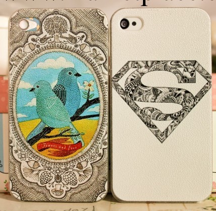 正品彩繪簡約超人iphone4.4s蘋果iphone5s手機殼外殼套 皮紋彩繪工廠,批發,進口,代購