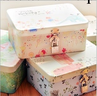 韓國文具 清新物語帶鎖收納盒/鐵盒（中號）YOT-10174款9682工廠,批發,進口,代購