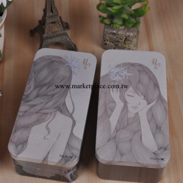 韓國文具 聯華雙生花大號收納盒 首飾盒 鐵盒THB57057-9062C工廠,批發,進口,代購