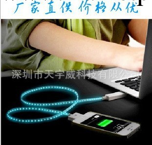 led發光線 蘋果5數據線 LED發光數據線 iphone發光線 蘋果5發光線工廠,批發,進口,代購