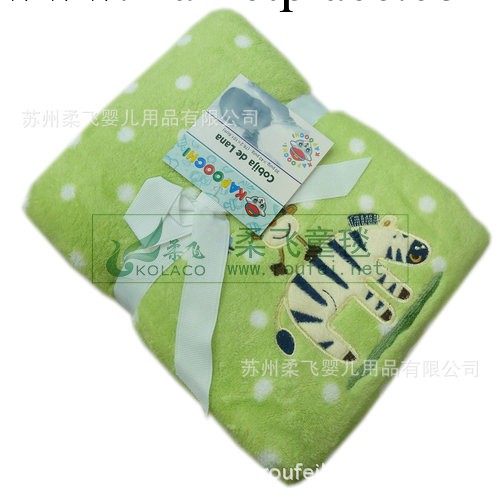 【柔飛】珊瑚絨嬰兒毛毯寶寶毛毯兒童毛毯抱被嬰兒毯 綠點斑馬工廠,批發,進口,代購