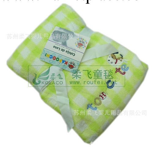 【柔飛】珊瑚絨嬰兒毛毯寶寶毛毯兒童毛毯抱被嬰兒毯 綠點動物工廠,批發,進口,代購