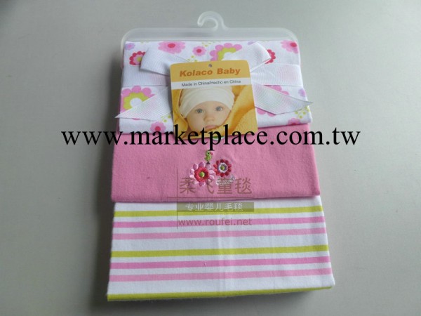 柔飛嬰兒毯 Blanket 全棉毯 嬰兒全棉童毯76X76cm絲帶衣架3條裝工廠,批發,進口,代購