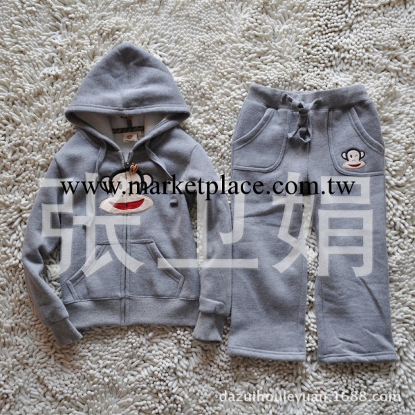 13新款Love monkey大嘴*猴小童拉絨拉鏈帽衫套裝可配親子裝笑臉猴工廠,批發,進口,代購