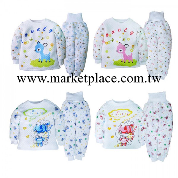 品牌正品 80-130#  空氣層護肚套裝 肩扣款 兒童加厚保暖內衣套裝工廠,批發,進口,代購