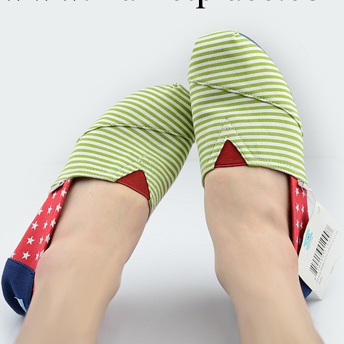 2012新款TOM Shoes單鞋平底橡膠底條紋星星出口外貿男女帆佈鞋批發・進口・工廠・代買・代購