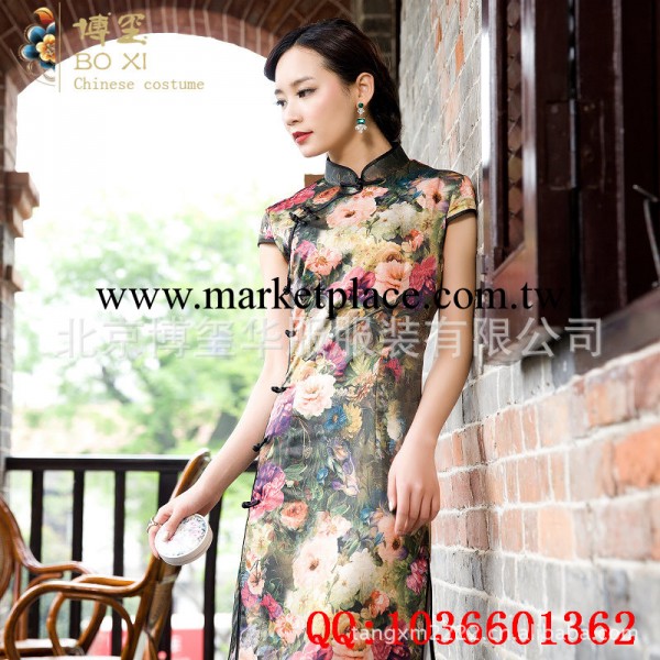 2013新款夏旗袍 供應博璽華服廠傢旗袍  9170倉依墨紅貢緞面旗袍工廠,批發,進口,代購