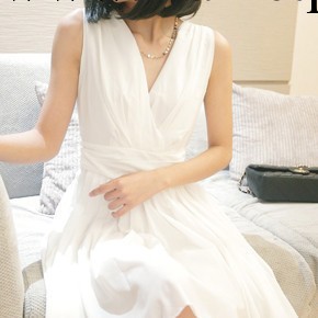 實拍2013夏裝新款雪紡純色白色氣質無袖背心裙連衣裙批發・進口・工廠・代買・代購