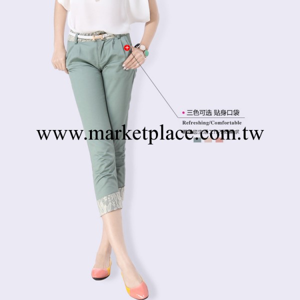 一件代發 韓版新品女裝 蕾絲七分褲 彈力大碼女褲 休閒小腳鉛筆褲工廠,批發,進口,代購