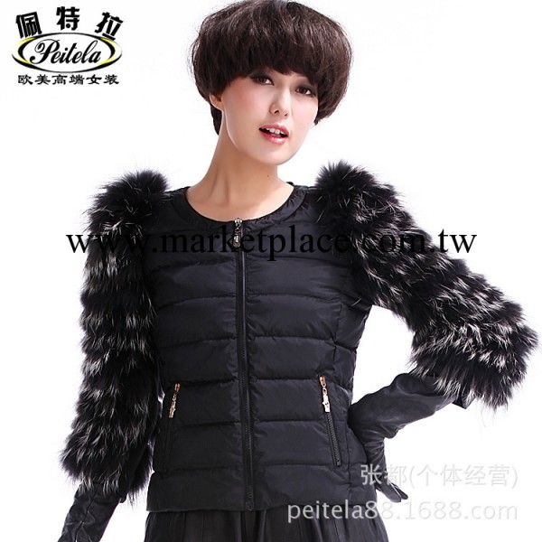歐洲站2013冬季新款 貉子毛女士品牌羽絨衣女款廠傢批發成品工廠,批發,進口,代購