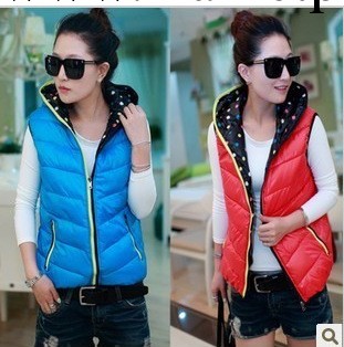 2013冬季新款糖果色正反兩面穿女裝羽絨棉 連帽馬甲NA920853工廠,批發,進口,代購