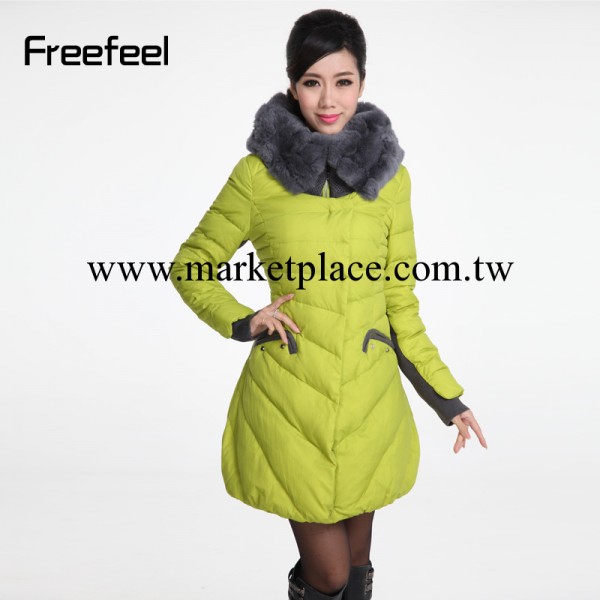 Freefeel正品 新款90%白鴨絨女式羽絨衣 中長款大毛領 廠傢批發批發・進口・工廠・代買・代購