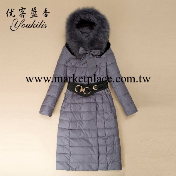 秋冬新款可拆卸狐貍毛領歐美羽絨衣女式超長款修身羽絨衣廠傢批發工廠,批發,進口,代購