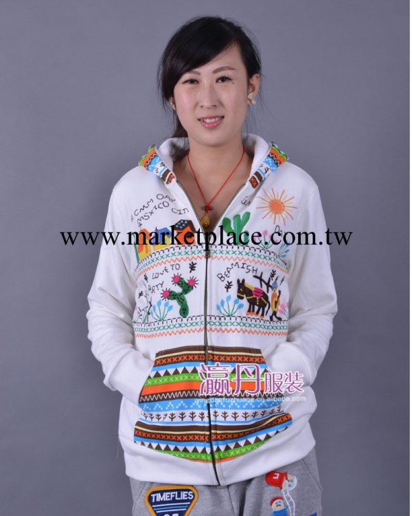zrough 秋冬新款  小毛驢印花貼佈刺繡  女式加絨拉鏈衛衣工廠,批發,進口,代購