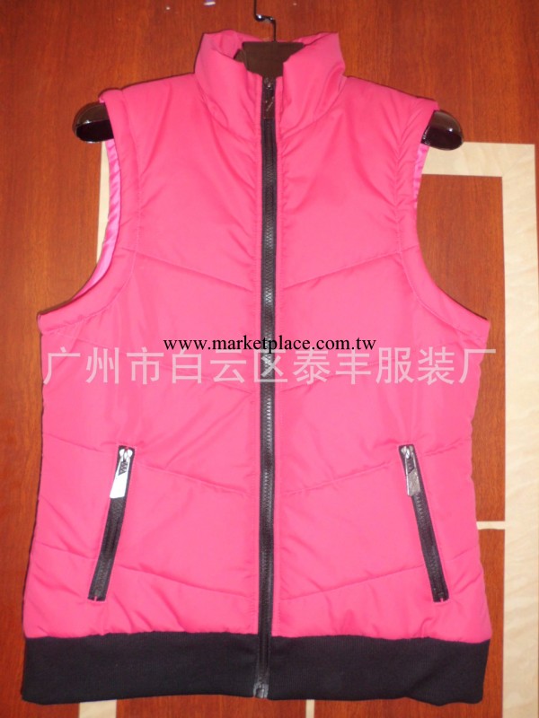 定制 2014秋冬女裝粉紅色拉鏈口袋 立領薄棉馬甲馬夾背心工廠,批發,進口,代購