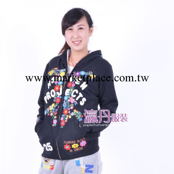 zrough   花海印花貼佈刺繡 加厚拉鏈衛衣  女式衛衣  拉鏈帽衫工廠,批發,進口,代購