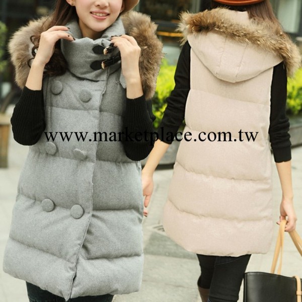 王群峰2013冬季新款女裝韓版修身呢料棉衣馬甲中長款Y091-5079工廠,批發,進口,代購