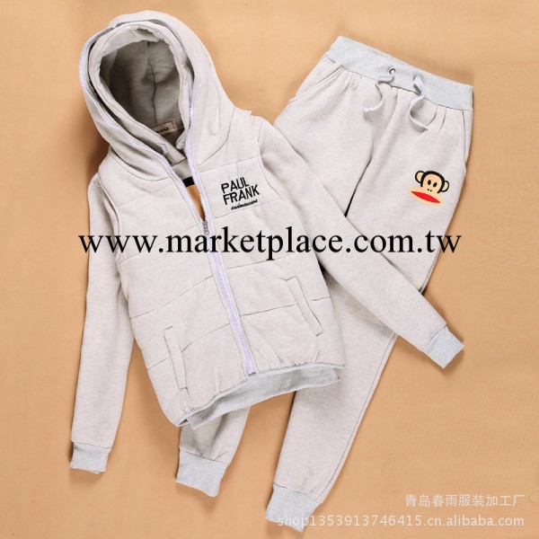 2013冬季 韓版百搭純棉加絨加厚卡通衛衣衛褲休閒三件套套裝 女裝工廠,批發,進口,代購