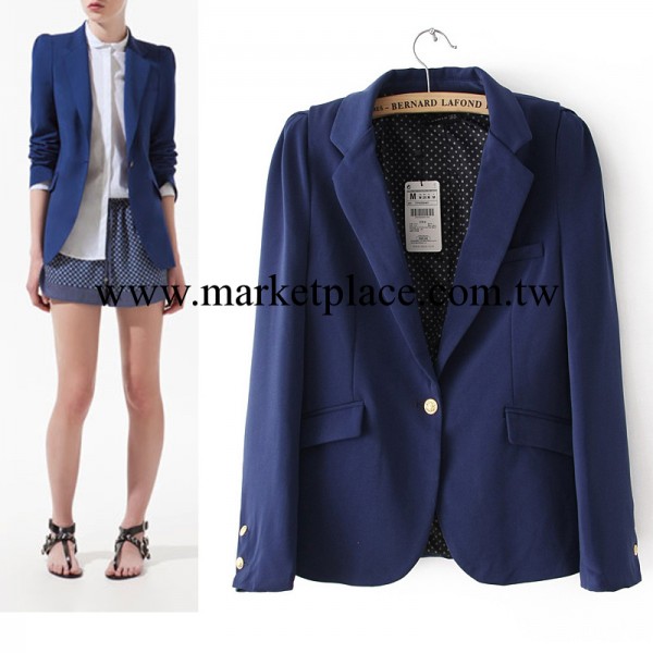 批發春秋新款外貿歐美女式西服外套品牌中長款泡泡袖女小西裝廠傢工廠,批發,進口,代購