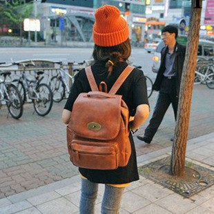 時尚韓版學院風PU皮銅扣雙背包 後背包 休閒包 男女通用款包包工廠,批發,進口,代購