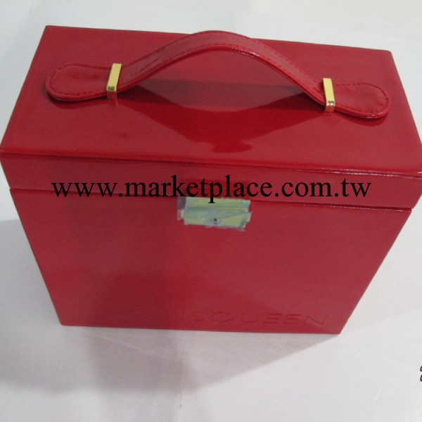中國紅高檔PU皮質化妝箱 美容箱 專業飾品收納箱整理箱 廠傢定做批發・進口・工廠・代買・代購