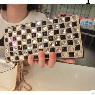 K507 新 款2013歐美風 黑白鑲鉆長款女式錢包 皮夾 手拿包 手包工廠,批發,進口,代購