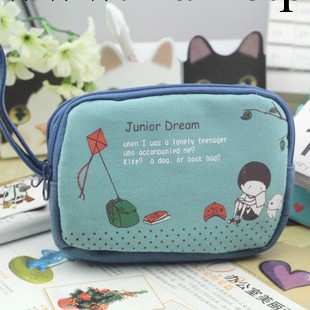 韓國卡通少年時光帆佈包零錢包 雙拉鏈手拿包 可愛小包包 批發30工廠,批發,進口,代購