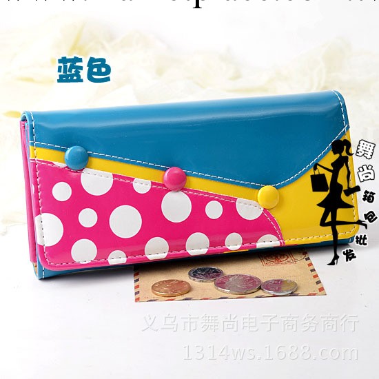 長款漆皮拼色兩折錢包包 女士糖果色錢夾零錢手拿包 批發價工廠,批發,進口,代購