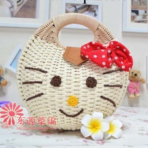 廠傢批發2013新款貓咪hellokitty草編包  單肩手提女包 夏季熱賣工廠,批發,進口,代購