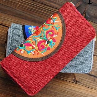 簡約時尚錢包純手工苗繡精美粗麻繡片長錢包 新款特價工廠,批發,進口,代購