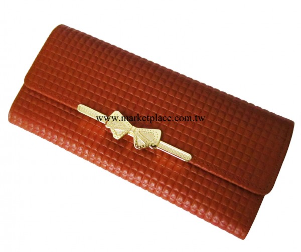 長款真皮女式錢包錢夾手拿包 有多個卡套卡夾 時尚蝴蝶結金屬扣工廠,批發,進口,代購