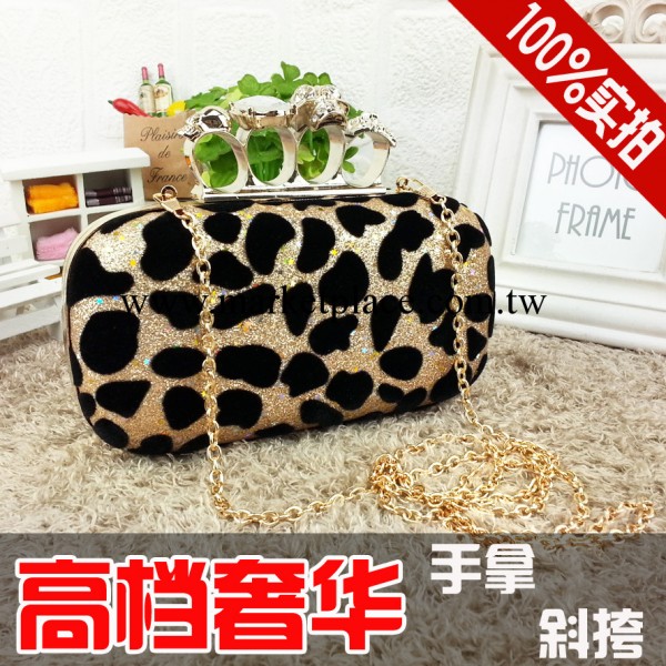 W-83 高檔晚宴包新款手抓手拿水鉆骷髏頭金色豹紋戒指包包女包工廠,批發,進口,代購