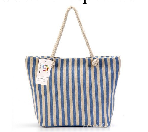經典條紋 藍色豎紋 加厚簡約可愛單肩包棉繩帆佈包女包手提包工廠,批發,進口,代購