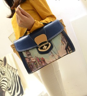 小象包袋 2013新款日系復古學院風撞色包韓版手提斜挎女包潮工廠,批發,進口,代購