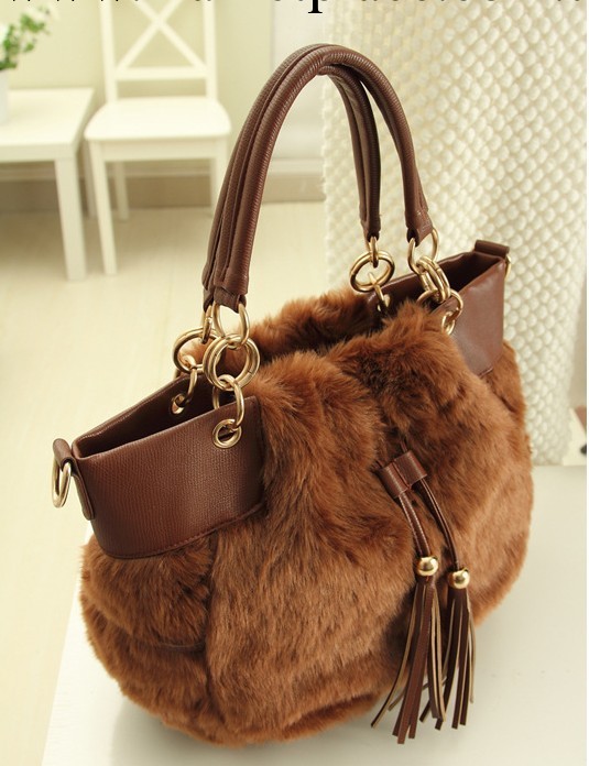 【鎮店爆款】新款兔毛包手提單肩斜女包包 潮包 真皮包包工廠,批發,進口,代購