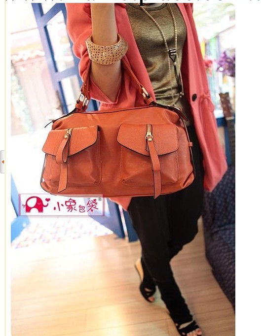 韓版時尚雙兜休閒包 新款女包 手提包 單肩包 斜挎包 小象舌頭包工廠,批發,進口,代購