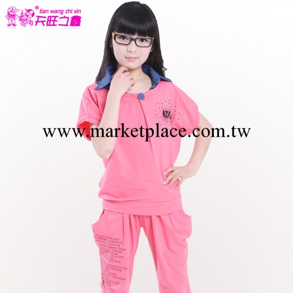 夏季新款女童品牌童裝外貿運動童套裝中大童裝庫存特價批發工廠,批發,進口,代購