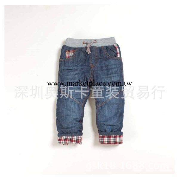 〖外貿童裝批發〗歐美品牌 原單 男女童加厚款 夾棉翻邊牛仔長褲工廠,批發,進口,代購