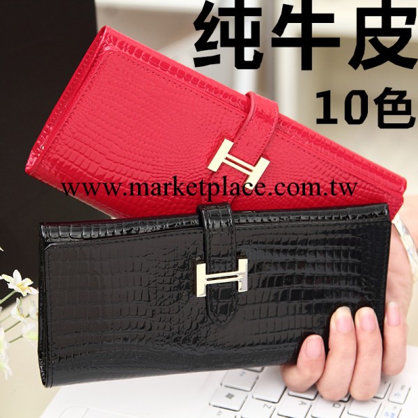批發 真皮錢包女韓版新款牛皮鱷魚紋長款女士錢包手拿包廠傢批發工廠,批發,進口,代購
