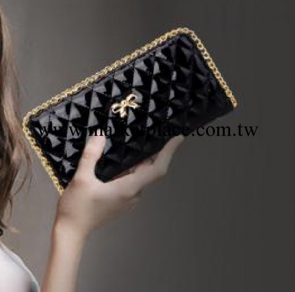 手拿包歐美菱格蝴蝶結長款錢包2013新款漆皮亮面潮包廠傢批發工廠,批發,進口,代購