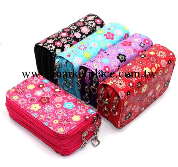 荷塘月色 韓版深色小號花卉女士三拉鏈零錢包 鑰匙包 手拿包批發工廠,批發,進口,代購