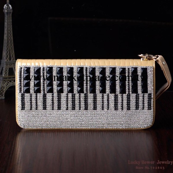 2014高檔pu新款女士鑲鉆水鉆鋼琴錢包手拿包 廠傢直銷工廠,批發,進口,代購