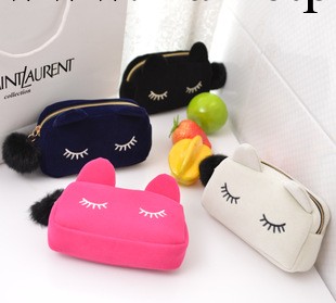 批發新款化妝包 零錢包韓版 時尚可愛絨絨貓咪化妝包手拿包零錢包工廠,批發,進口,代購
