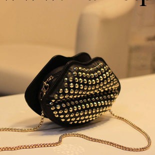 新款潮女包歐美風鉚釘香吻嘴唇包鏈條單肩手拿包斜挎小包包郵工廠,批發,進口,代購