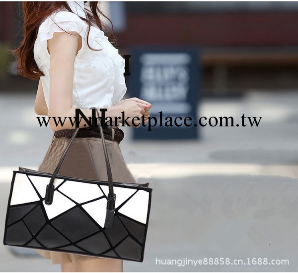 批發進口羊皮幾何拼接時尚休閒大包包潮流個性高檔韓版女包手提包工廠,批發,進口,代購
