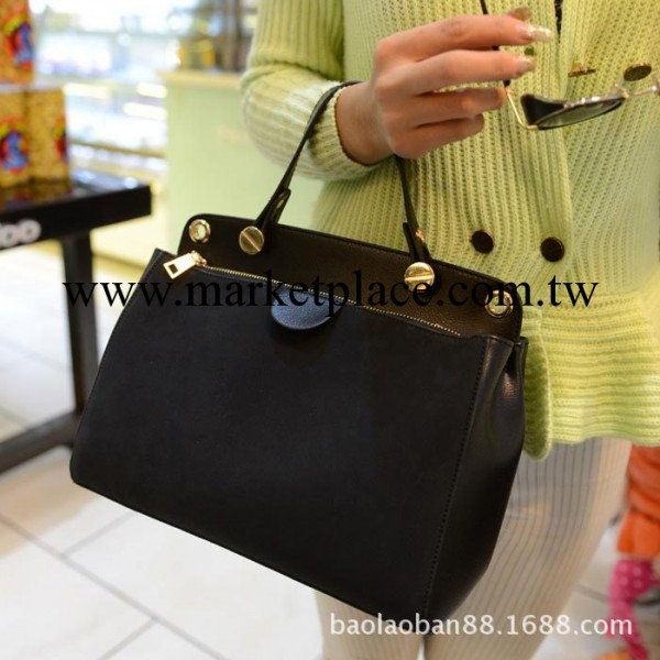 簡約OL磨砂皮女包 2013新款歐美復古手提包潮包雙拉鏈單肩斜挎包工廠,批發,進口,代購