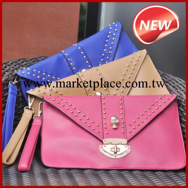 歐美風格金屬鉚釘手拿包 個性時尚女士手包 鏈條單肩包工廠,批發,進口,代購