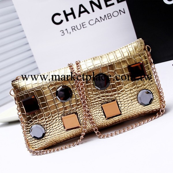 廠傢直銷2013爆版新品歐美風潮閃亮水鉆鱷魚紋單肩斜跨手拿包錢包工廠,批發,進口,代購