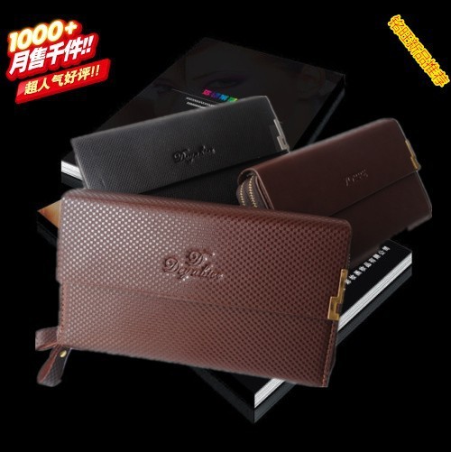 現貨批發，男士錢包，外貿休閒格紋雙拉鏈手包，夾包，手拿包工廠,批發,進口,代購